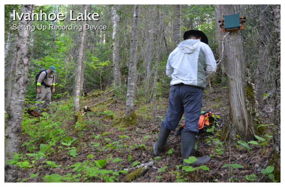 Ivanhoe Lake, setting up a recording device.