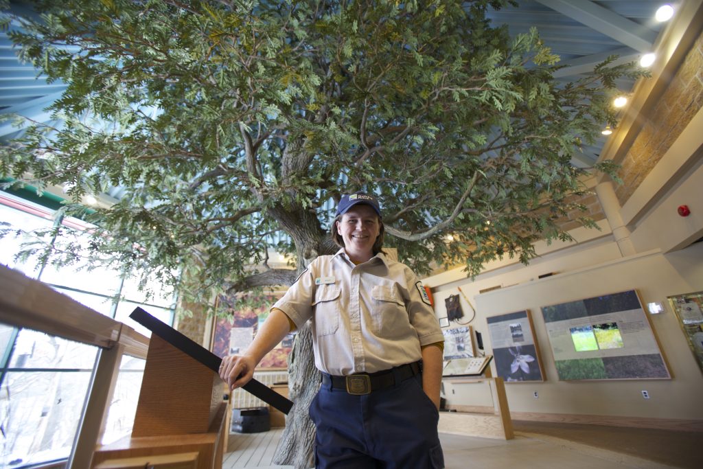 staff standing inside visitor centre