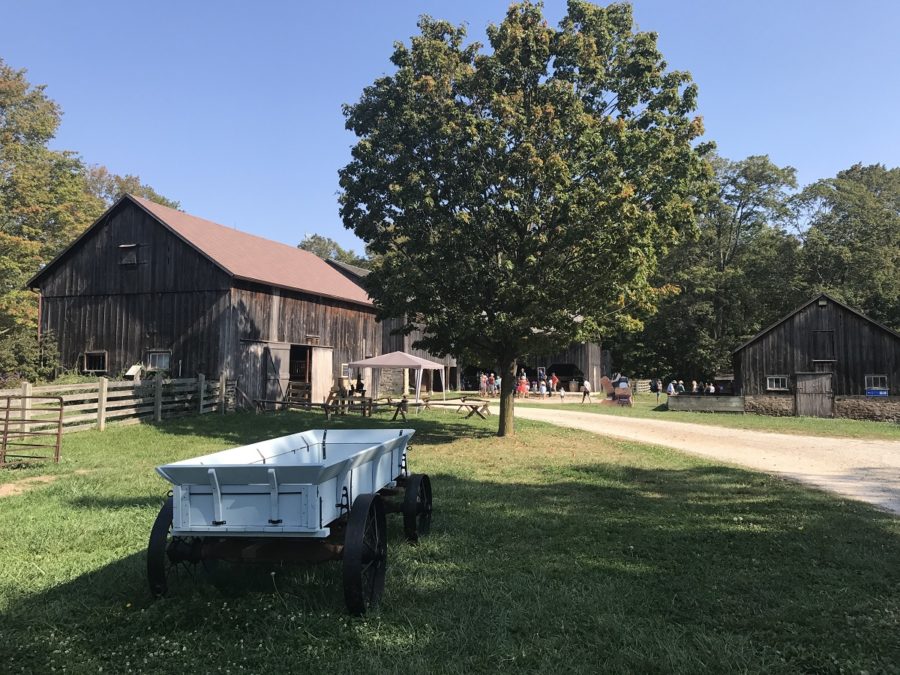 Large barn with a gravel path leading up to it