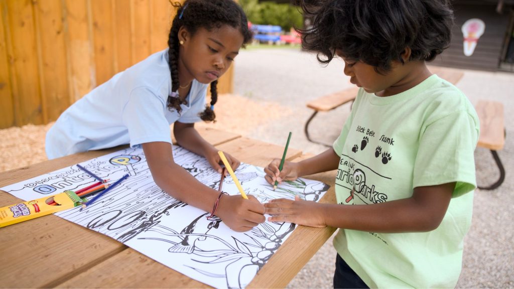 children drawing on colouring poster