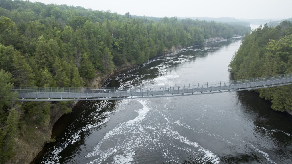 suspension bridge over river