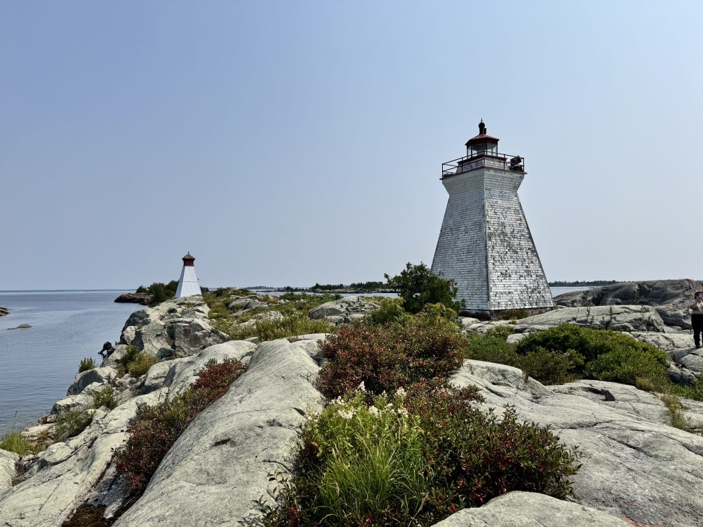 Bustard Island Lighthouses on rocky shore