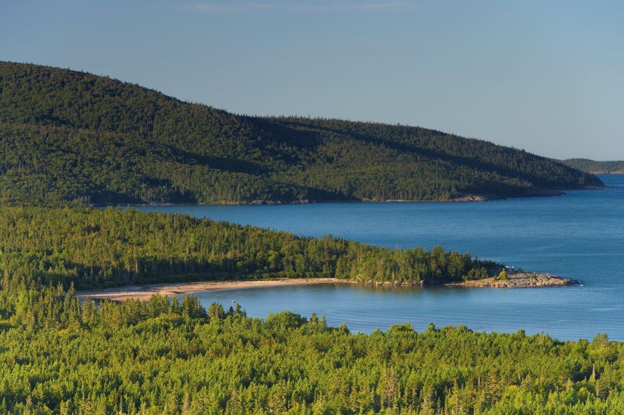 Arial shot of Neys shoreline