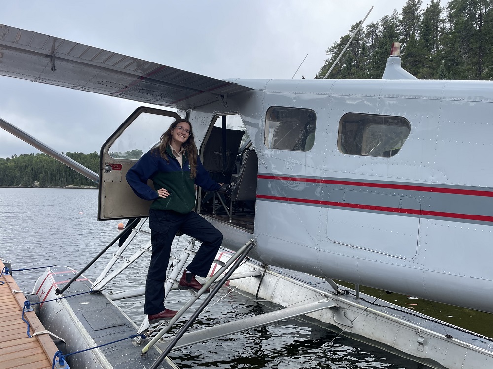 staff outside of float plane