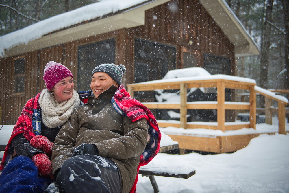 couple at cabin