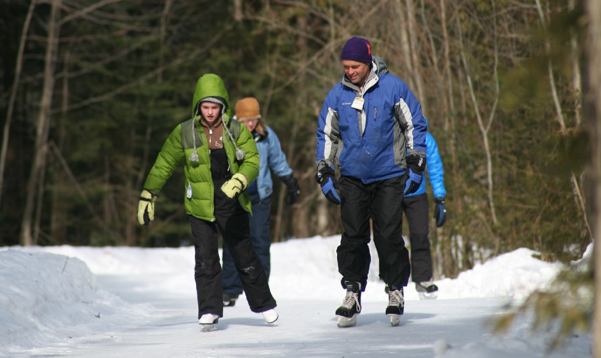 skaters in puffy jackets