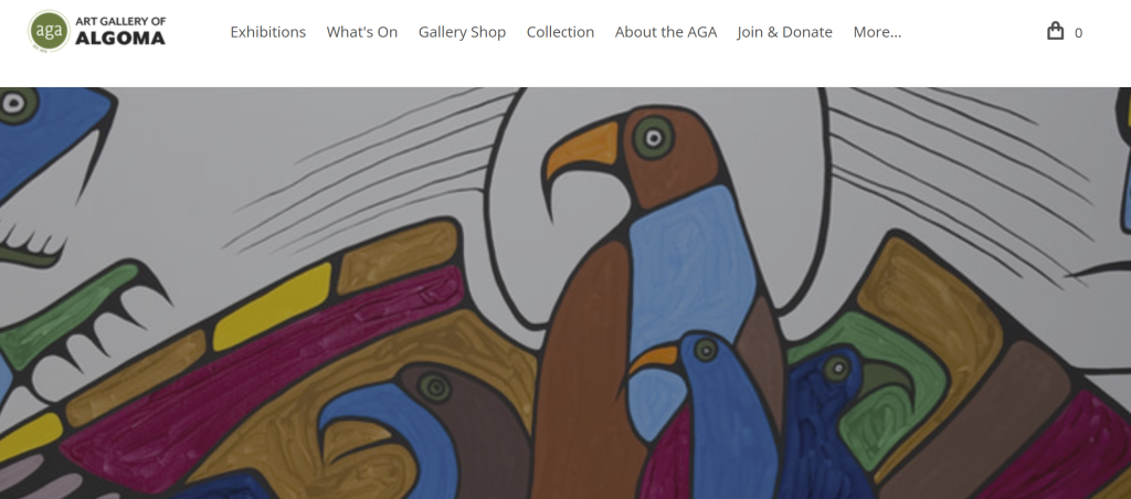 screencap of the Art Gallery of Algoma's website hompage