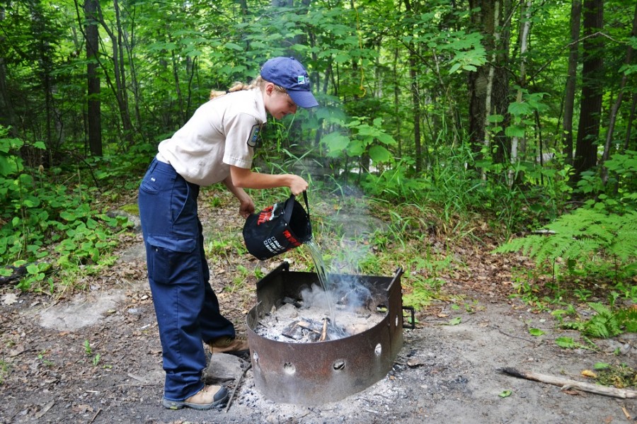 campfire being extinguished