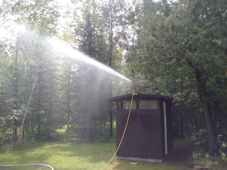 building with sprinkler