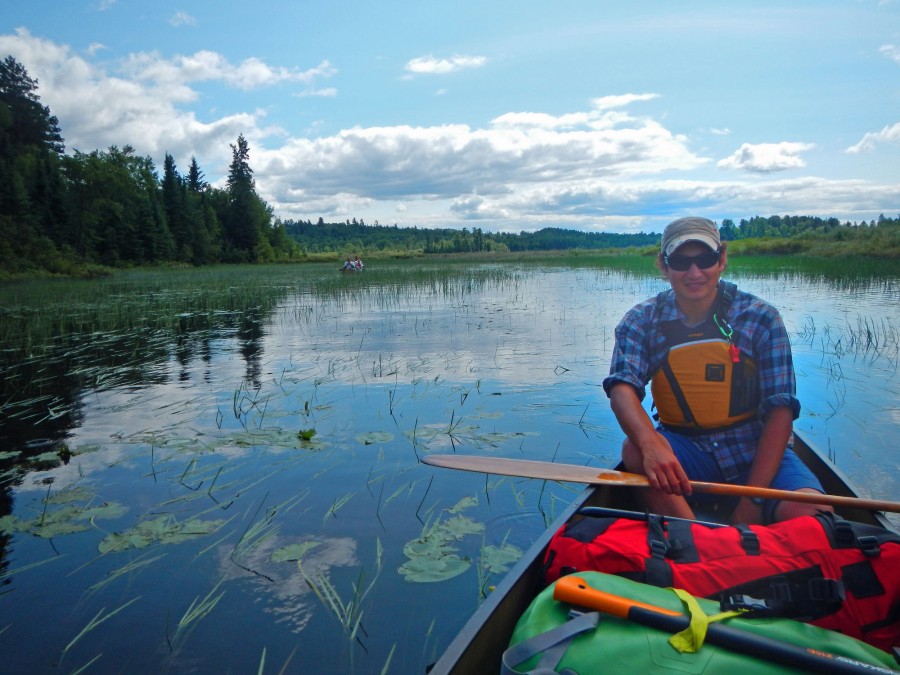 Trevor in a canoe