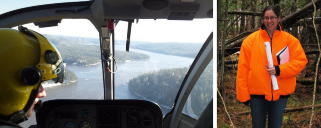 Collage of Meghan in a plane and in the bush