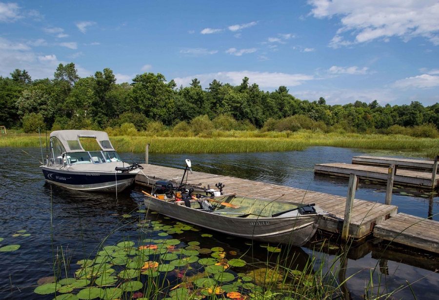 dock and boat at lake