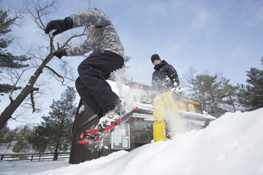 powder snow snowshoers