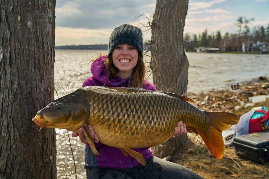 Ashley holding trophy carp