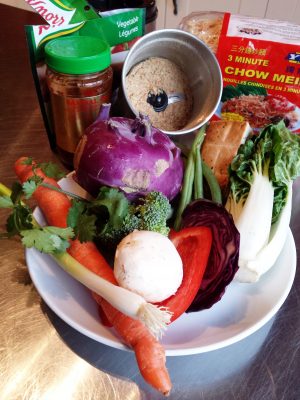 vegetables awaiting prep