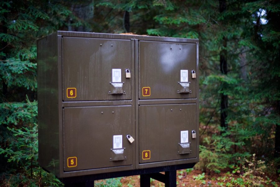 Food storage locker at Mew Lake Campground