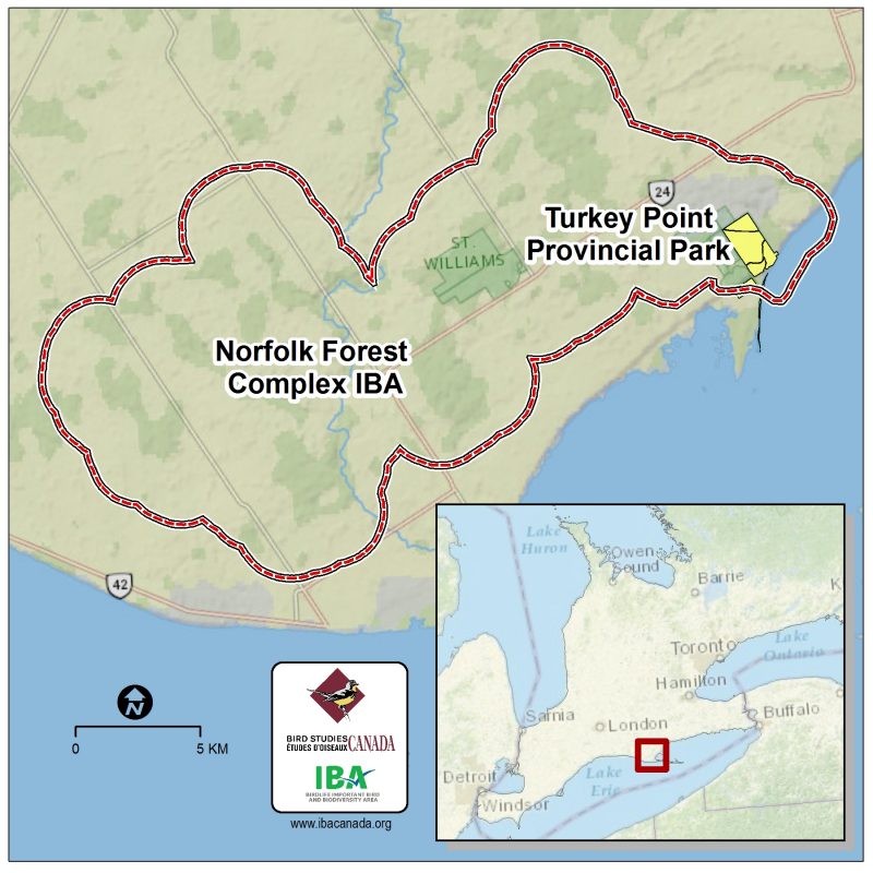 Map of Turkey Point and Norfolk IBA. 