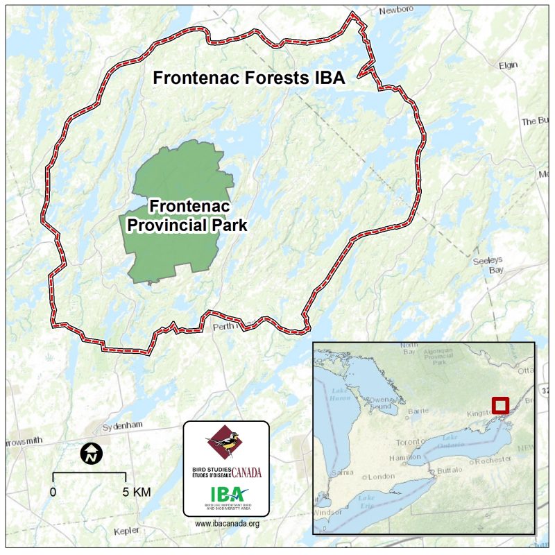 map showing boundaries of Frontenac IBA