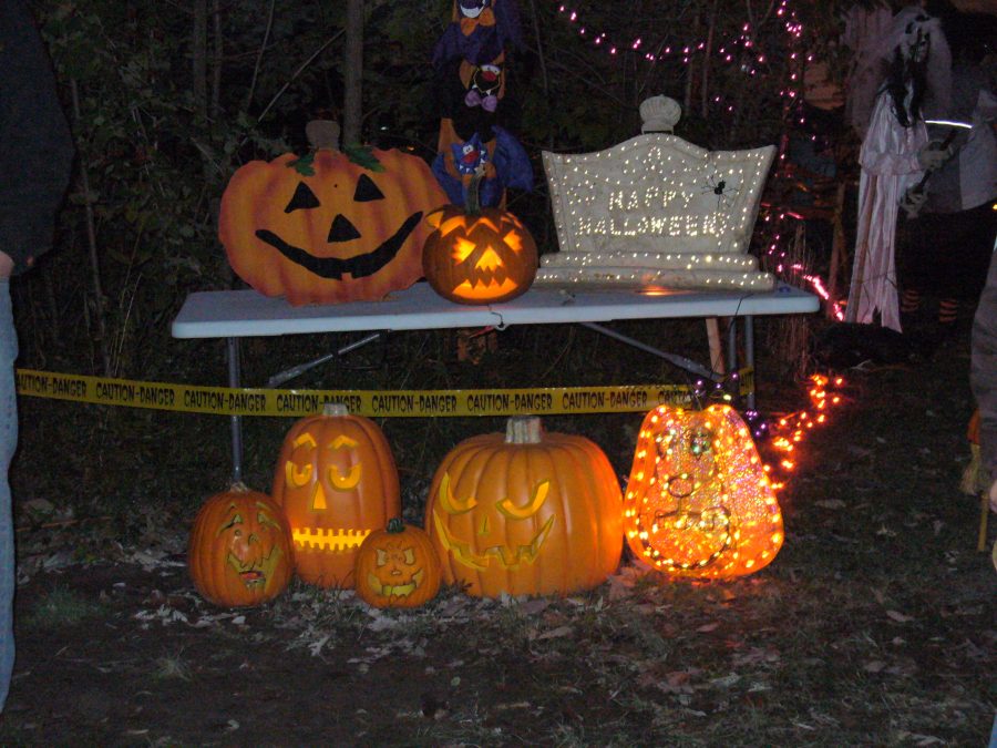 Campsites decorated for Halloween