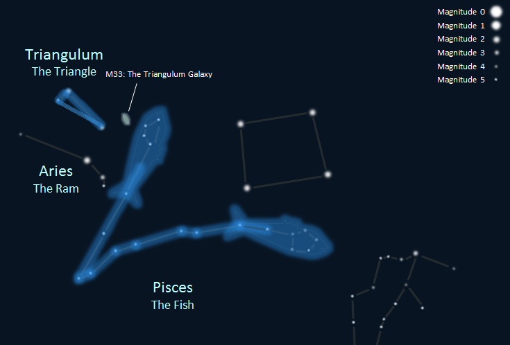 Map showing all of the month's constellations. 