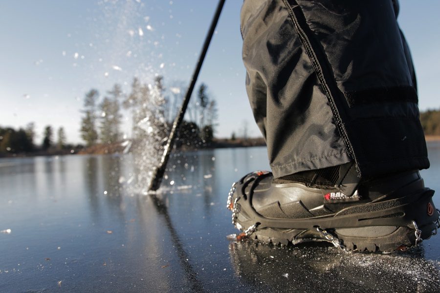 Spud and cleats on the ice