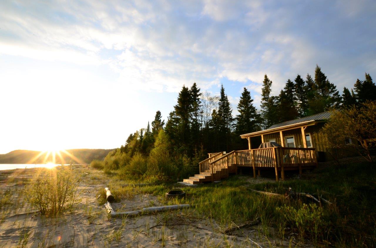 cabin on beach with sunlight