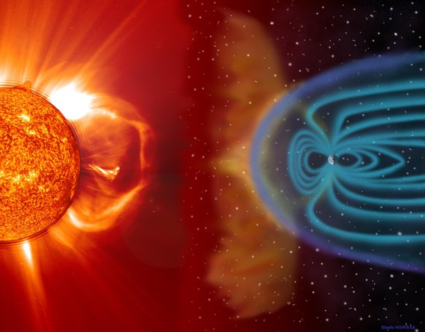 Diagram of sun and light in space