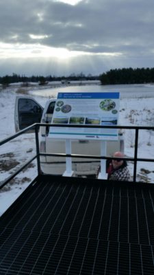 Final sign being mounted on viewing platform Feb 2018