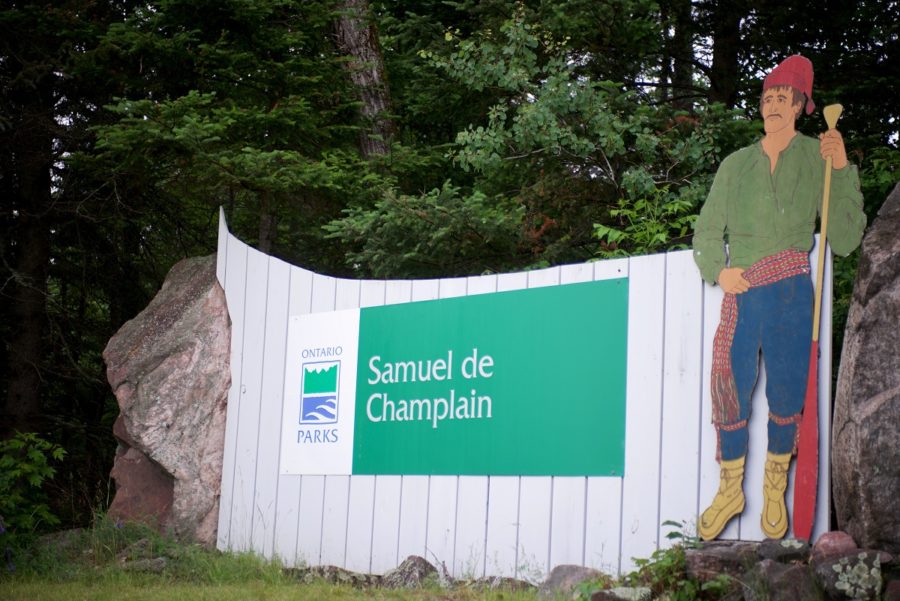 New version of the sign with explorer depicted on the side, but with Ontario Parks logo included