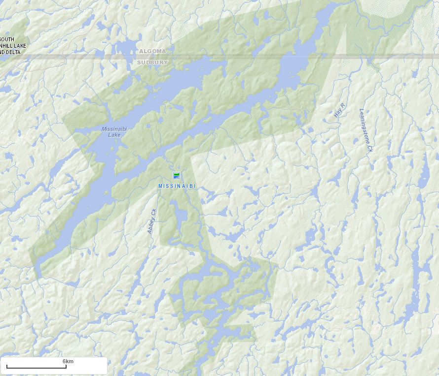 Map of Y shaped Missinaibi Lake