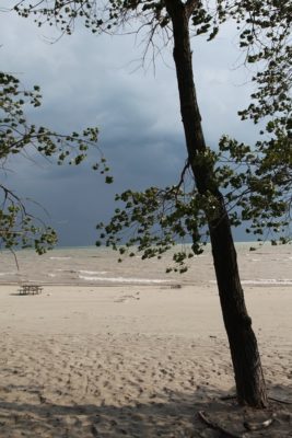 Storm approaching a beach.