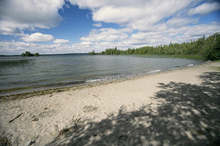 White sand beach on a sun/cloud day