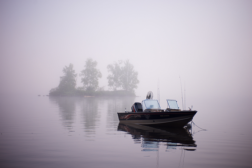 Boat on a foggy morning