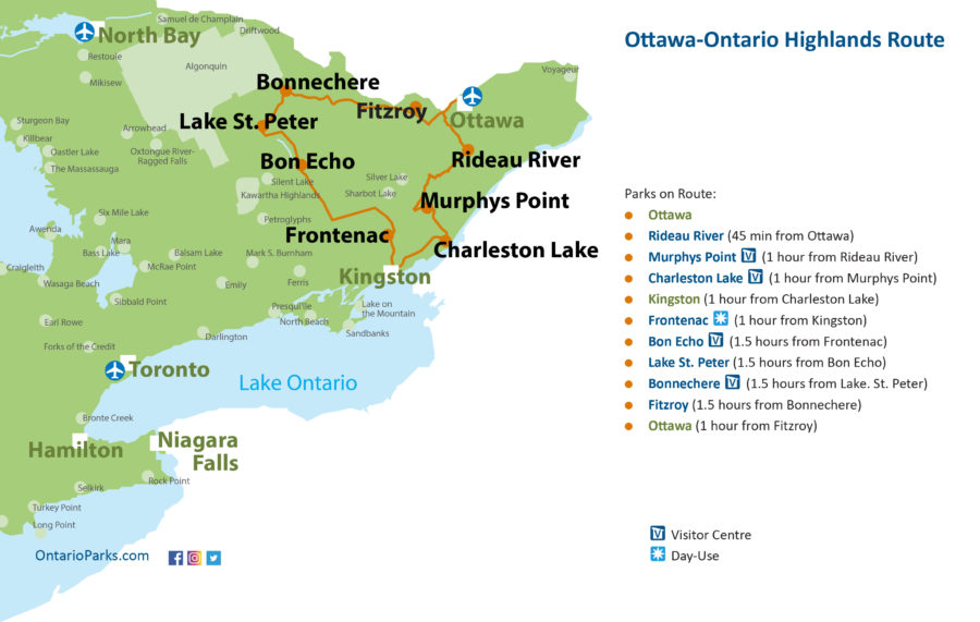 Map of Ottawa-Ontario Highlands Route