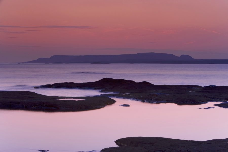 Sleeping giant landform with sunset