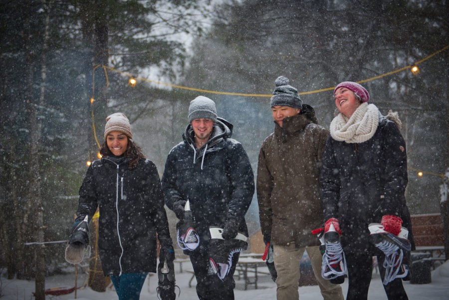 Park visitors with skates.