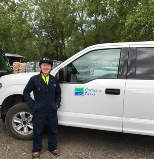 staff in front of Ontario Parks truck