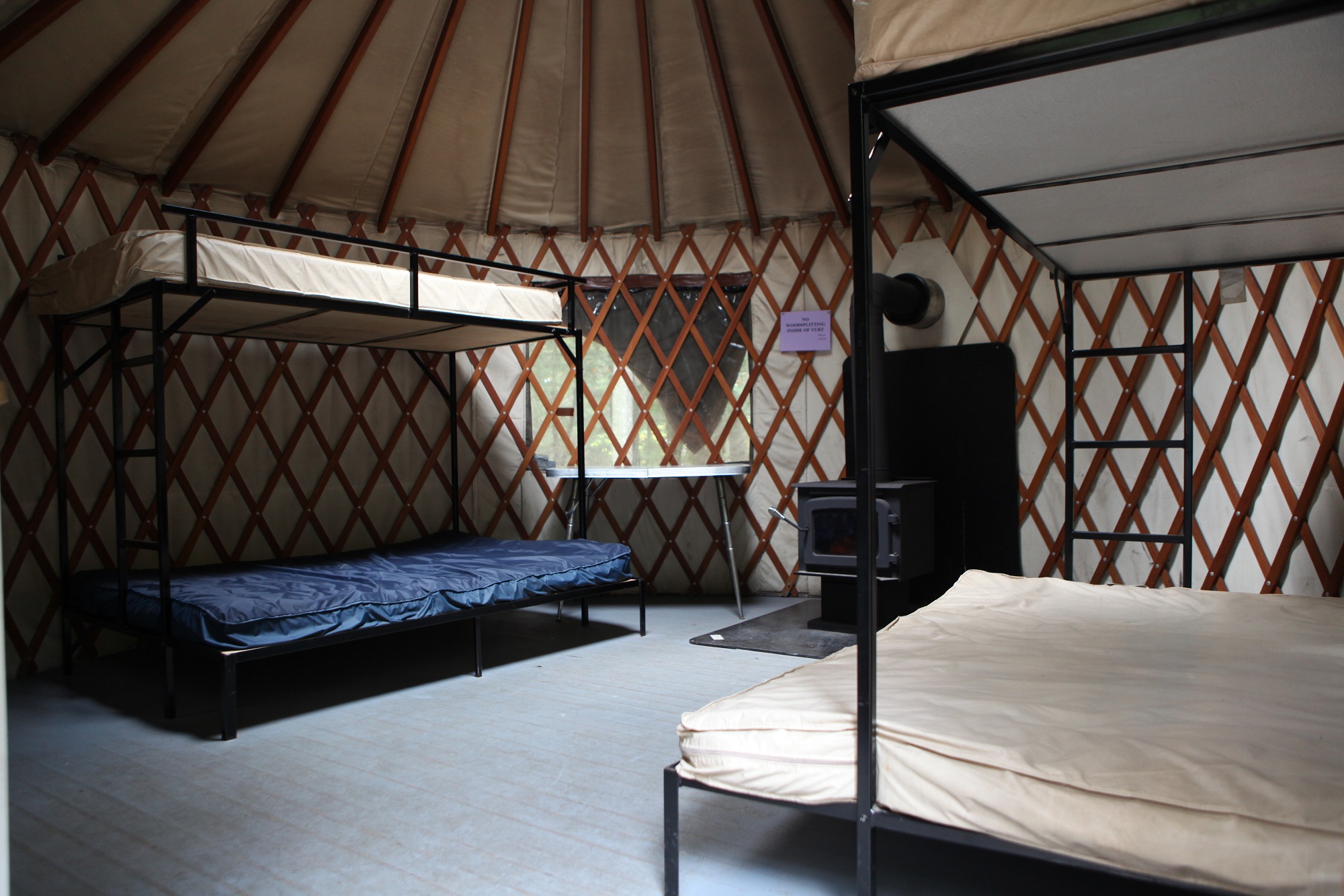 Inside of a yurt.