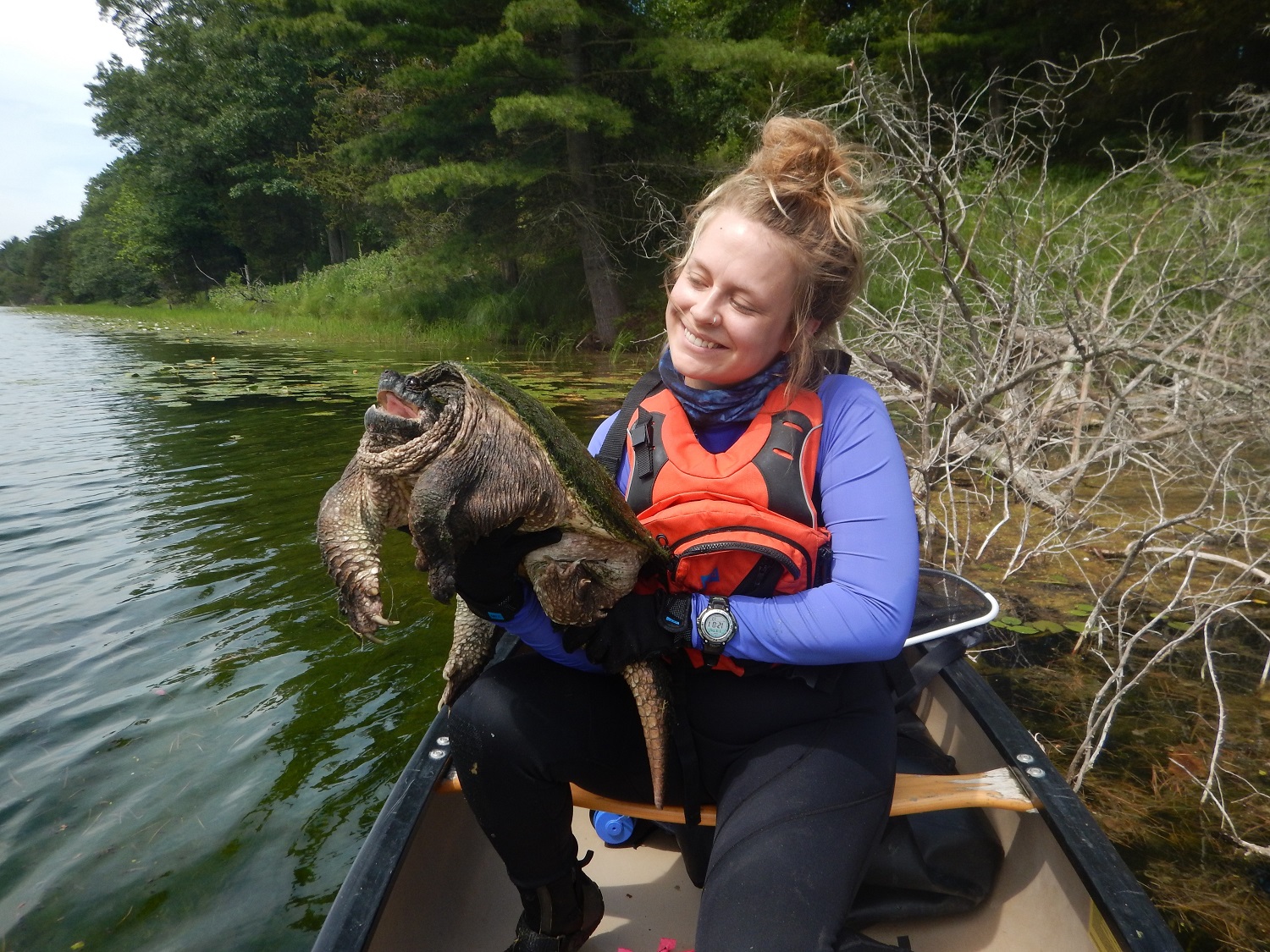 Amy holding a Snapping Turtle