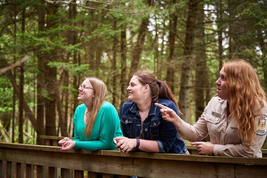 Park staff with visitors