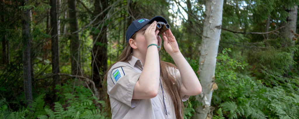 A Discovery Guide using binoculars in the forest