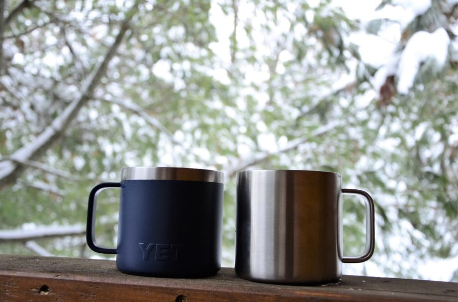 mugs on railing