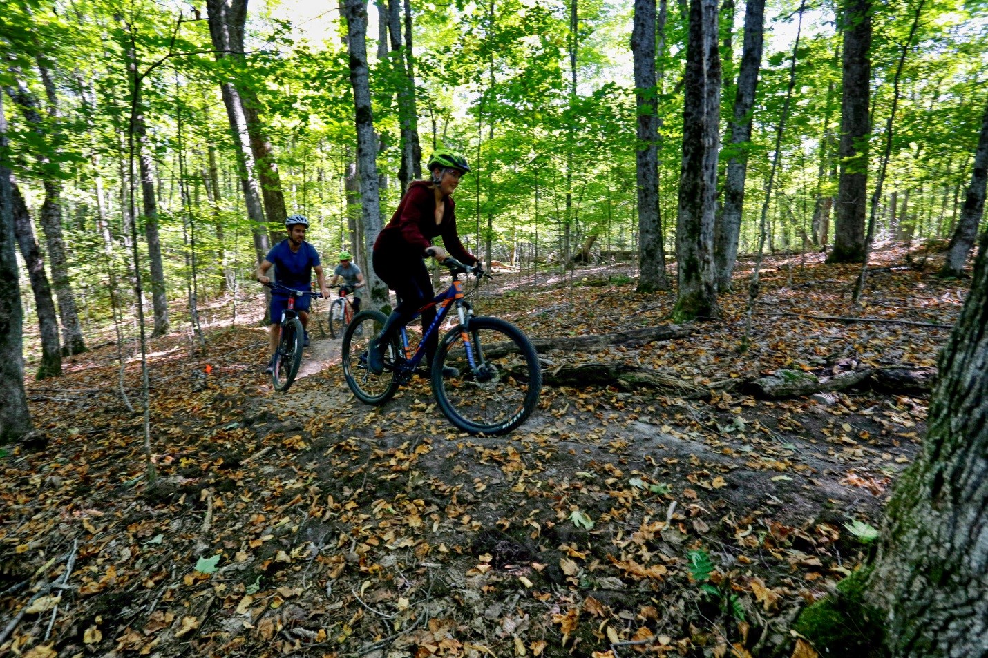 two people biking