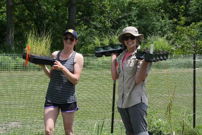 staff holding plants