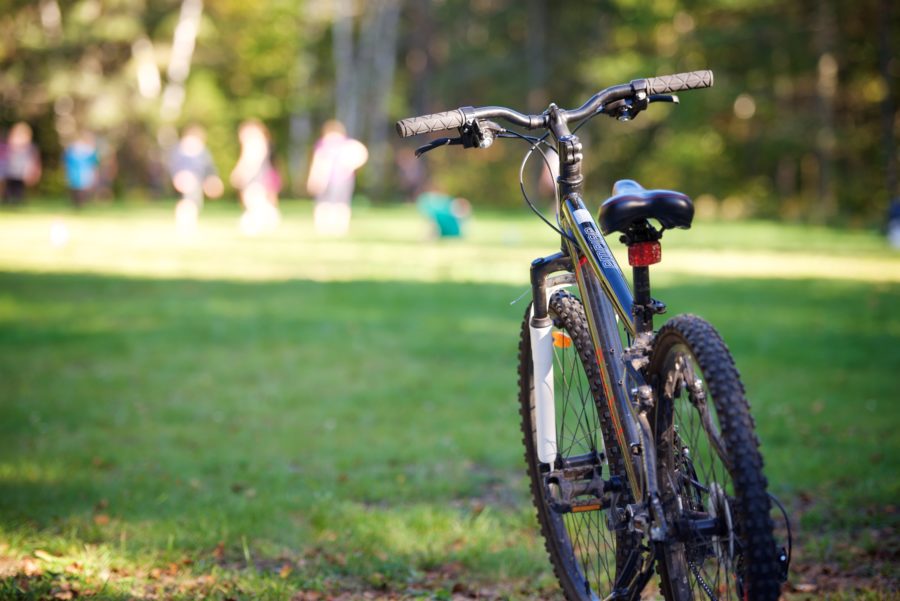 Bike sitting at the playground.