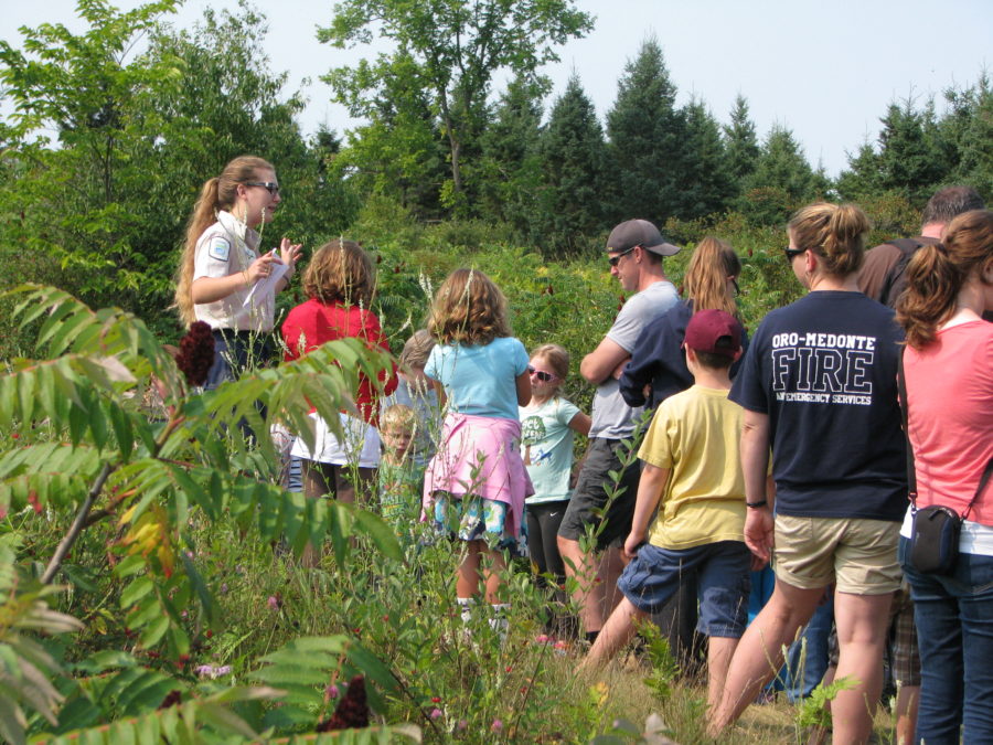 Guided hike along lookout trail at Balsam Lake Provincial Park.