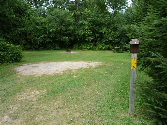 View of campsite 116 in the hill campground.