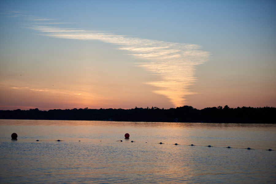 Sunset over Bass Lake.