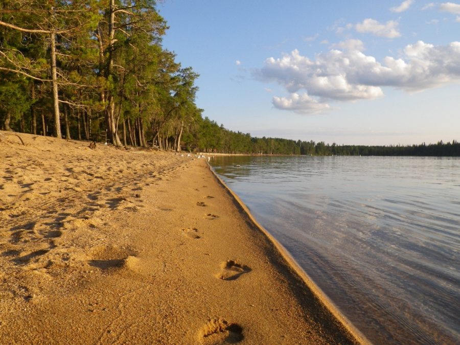 View of the 800 meter beach at Blue Lake.