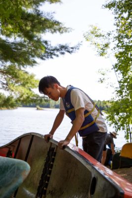 Danny getting canoe ready.